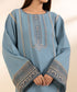 Women's Unstitched Embroidered Greyish Blue Linen Three Piece Suit